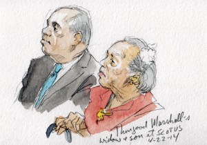 SCOTUS Sketch: Justice Marshall's widow and son