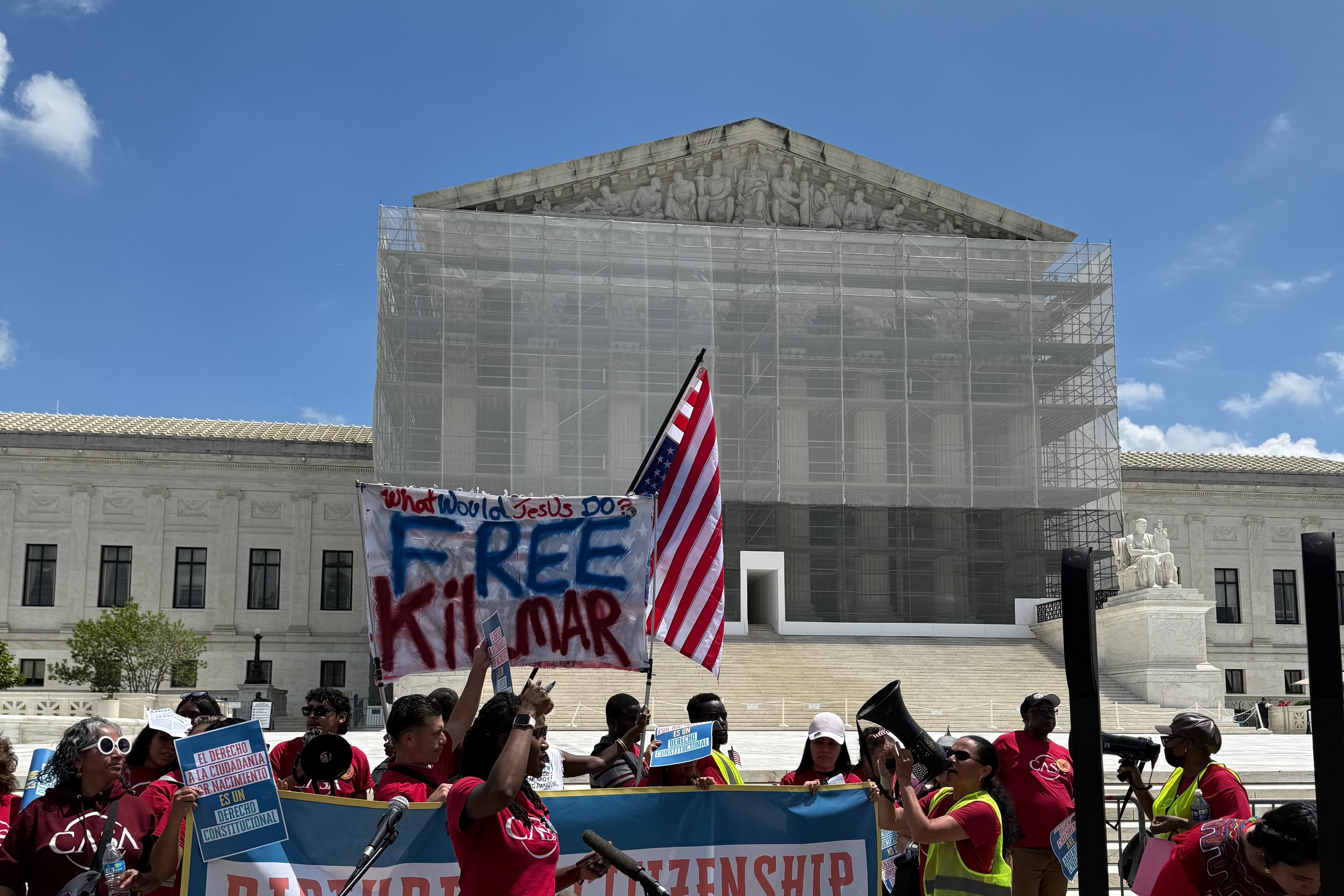 Protesters gathered outside the Supreme Court