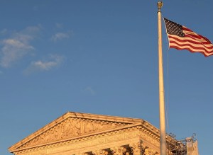 The Supreme Court with U.S. flag