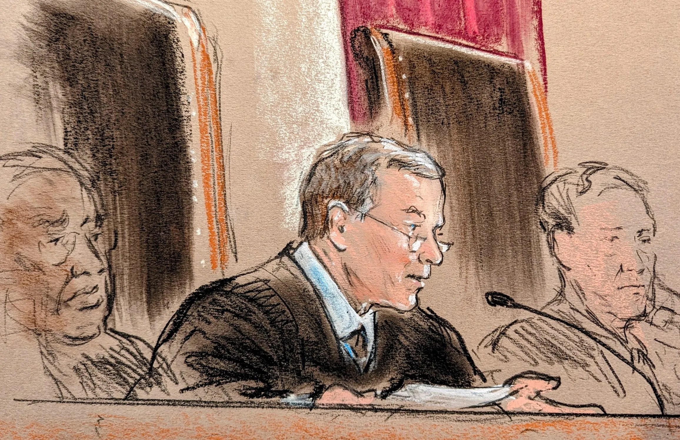Chief Justice John Roberts participates in oral arguments