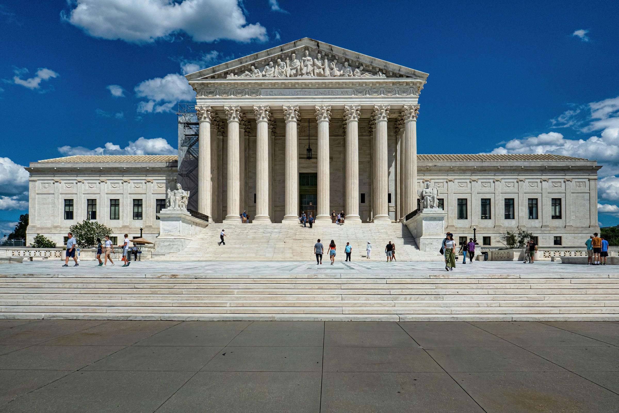 People walk outside the US Supreme Court in Washington, D.C.