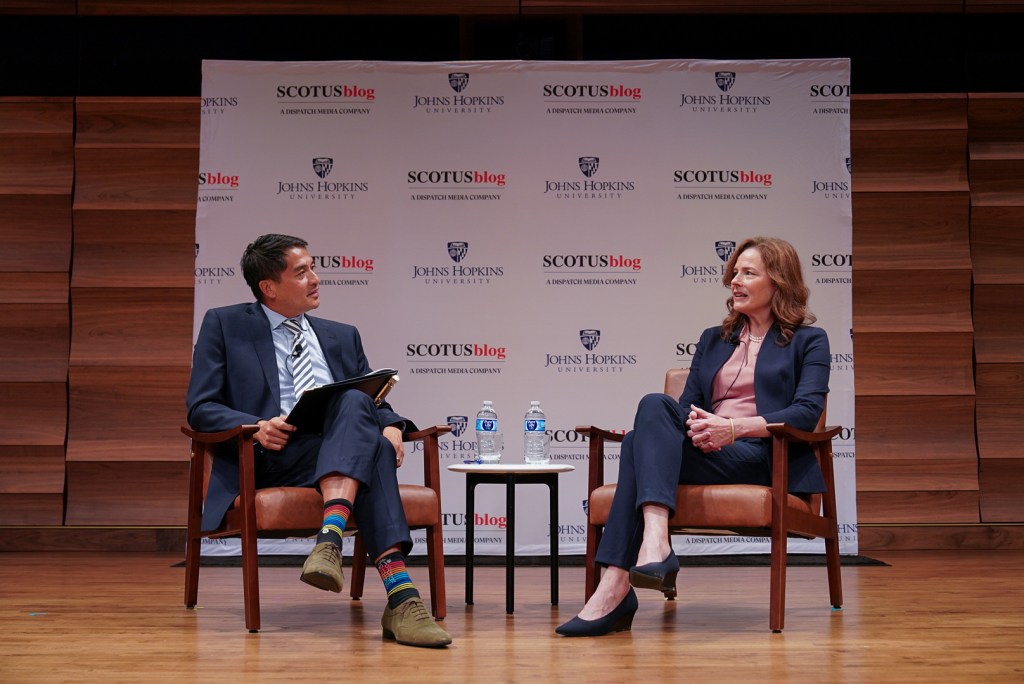 Justice Amy Coney Barrett and Patrick Bumatay