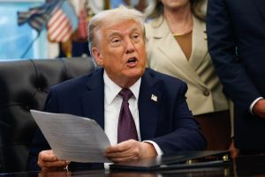 President Donald Trump delivers remarks before signing a Presidential Memorandum in the Oval Office on Sept. 15, 2025 in Washington, DC. Trump signed a memorandum that will send members of the National Guard and federal law enforcement agencies to Memphis, Tennessee in an effort to decrease crime in the city.