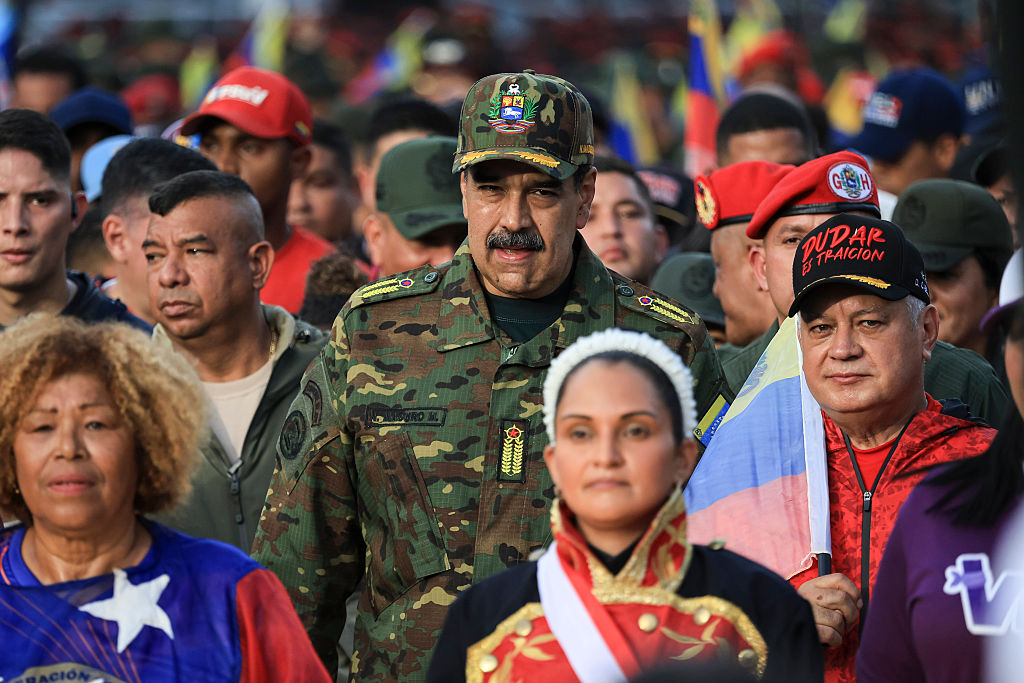CARACAS, VENEZUELA - NOVEMBER 25: President of Venezuela Nicolás Maduro participates in a civic-military rally on Nov. 25, 2025, in Caracas, Venezuela